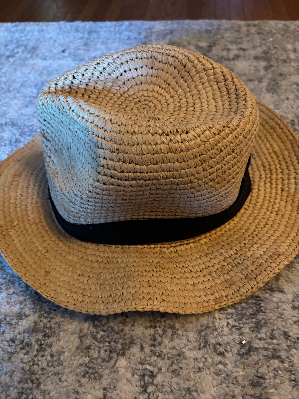 J crew Natural Straw Beach Hat with Black Band